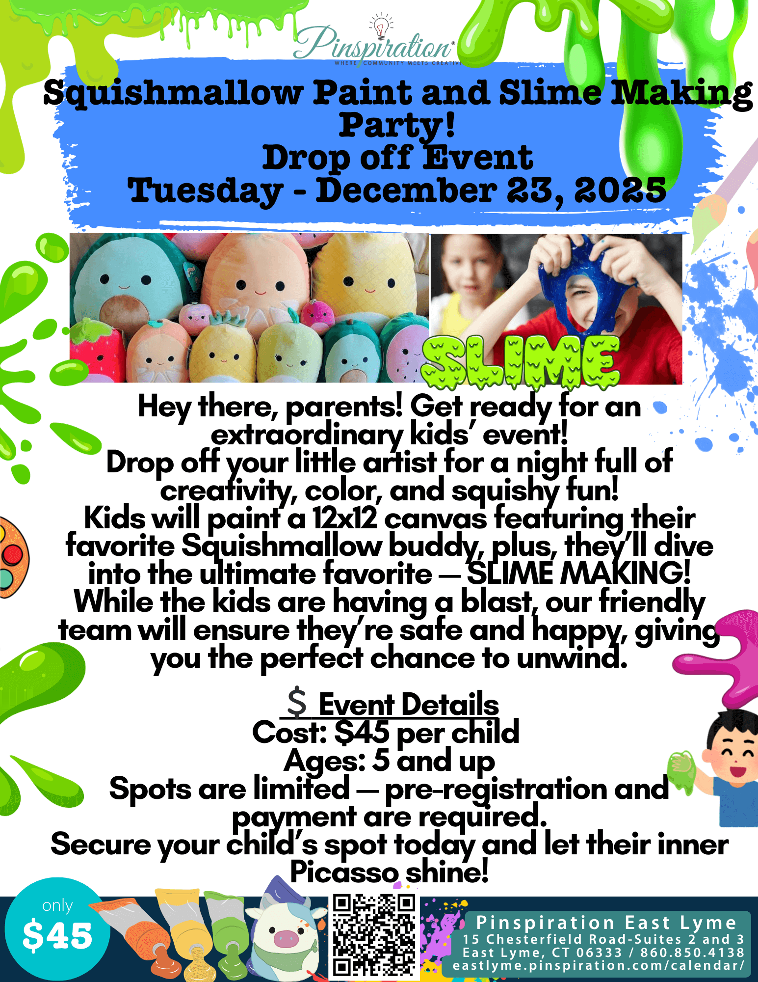 Squishmallow Paint and Slime Party! Drop off EVENT!